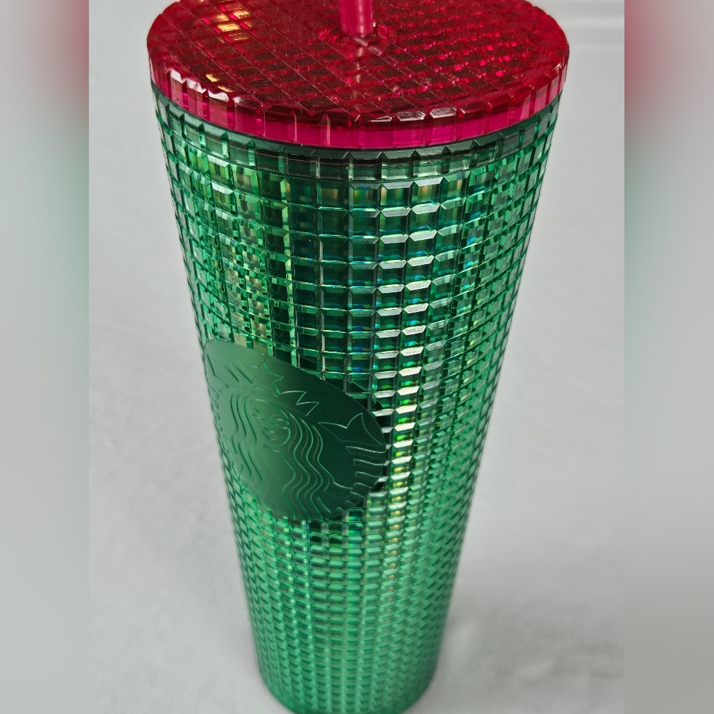 Starbucks 24oz Tumbler Watermelon Pink Green Ice Coffee Tea Smoothie Commuter